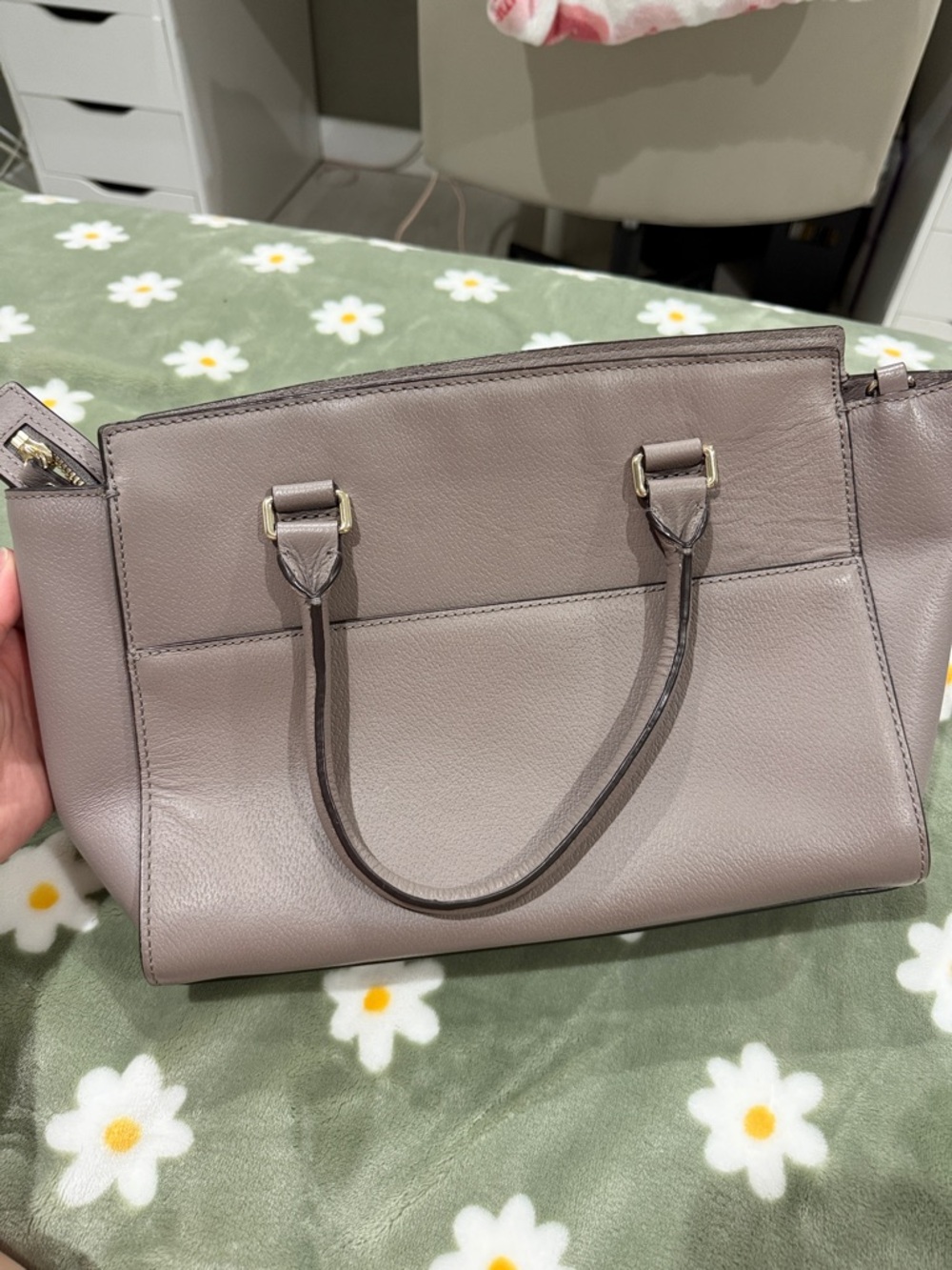 kate spade Mauve-Taupe Pebbled Leather Satchel - Picture 2 of 4